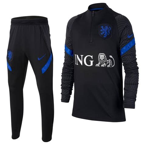 nike nederland dry strike trainingspak 2020-2022 zwart blauw